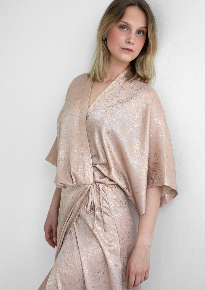 Kimono Dress Sparkling Nude