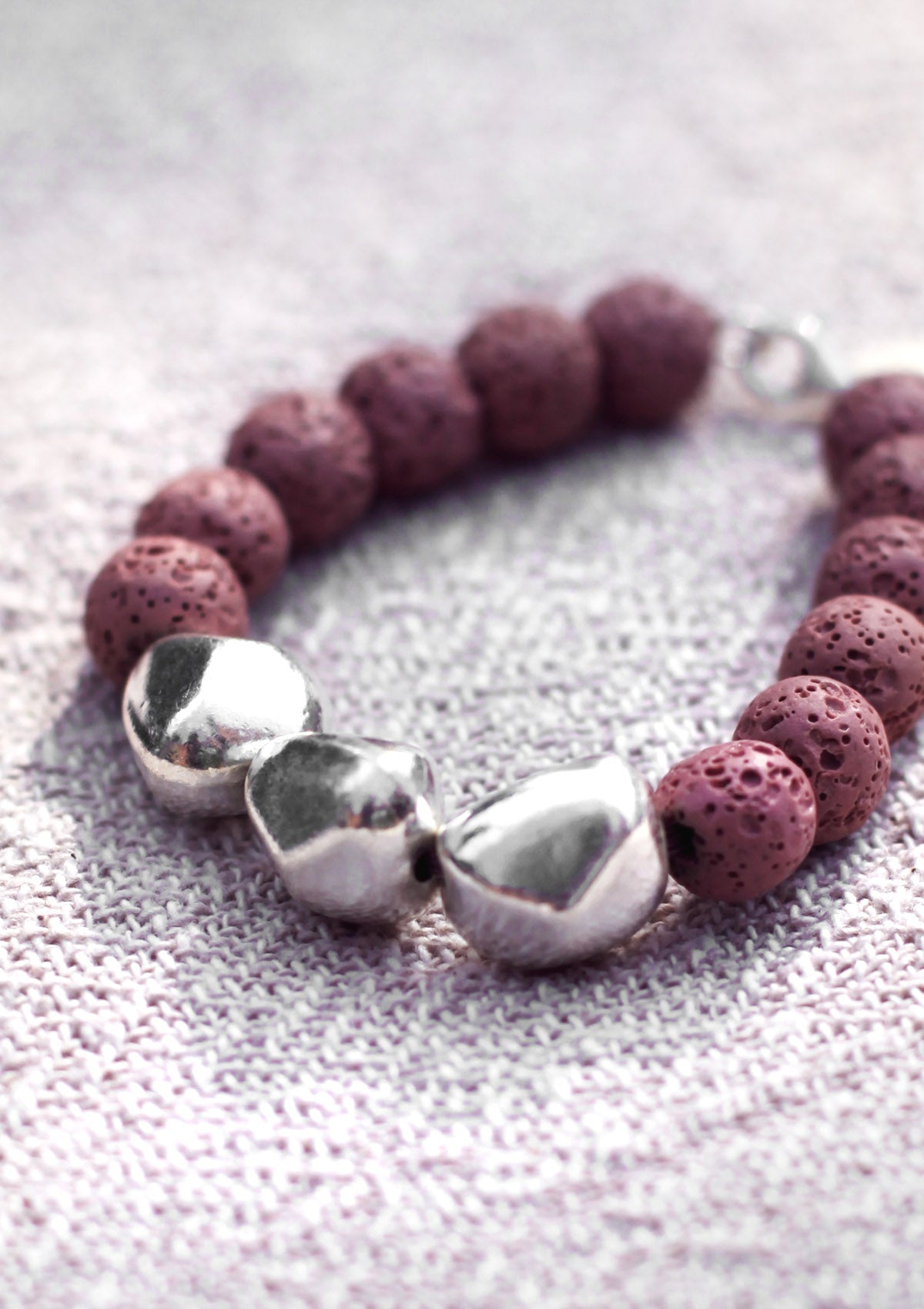 Lava & Silver Triple Bracelet