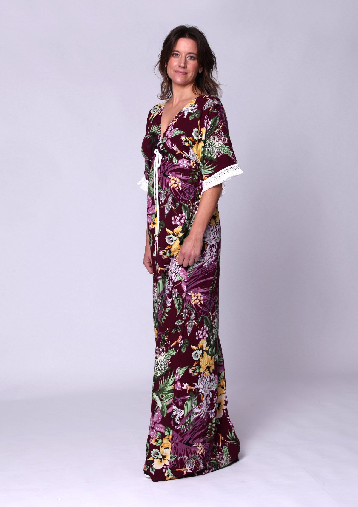 Tropical flower maxi dress