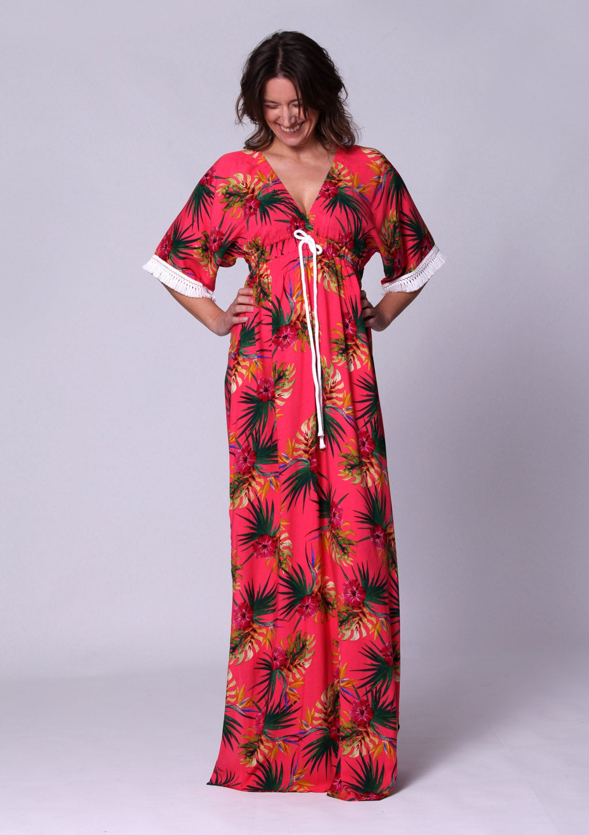 Tropical flower maxi dress