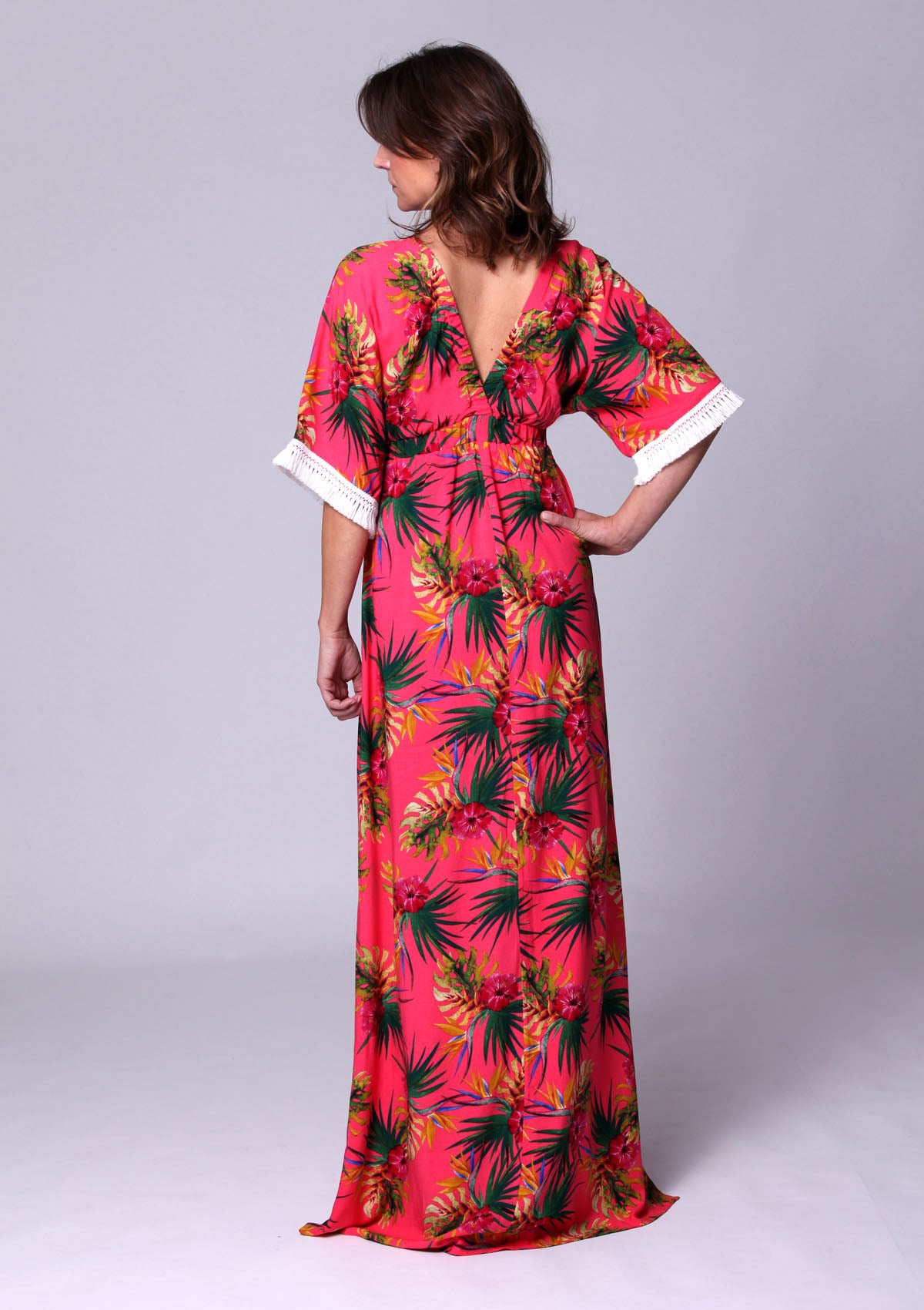 Tropical flower maxi dress