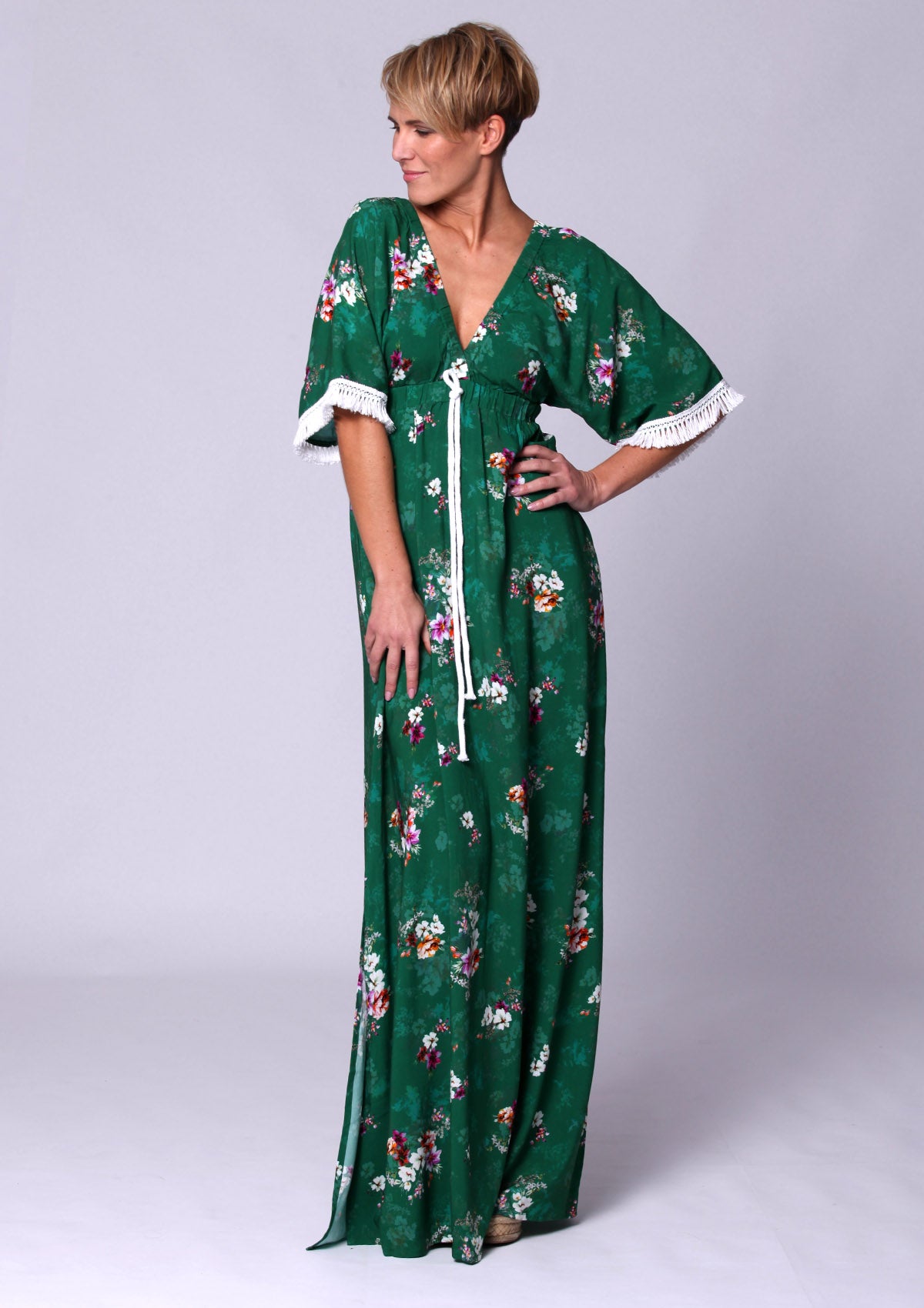 Tropical flower maxi dress