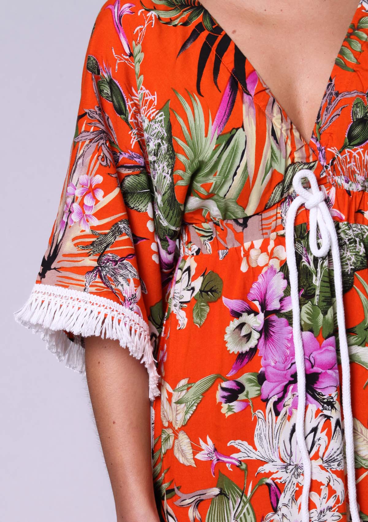 Tropical flower maxi dress