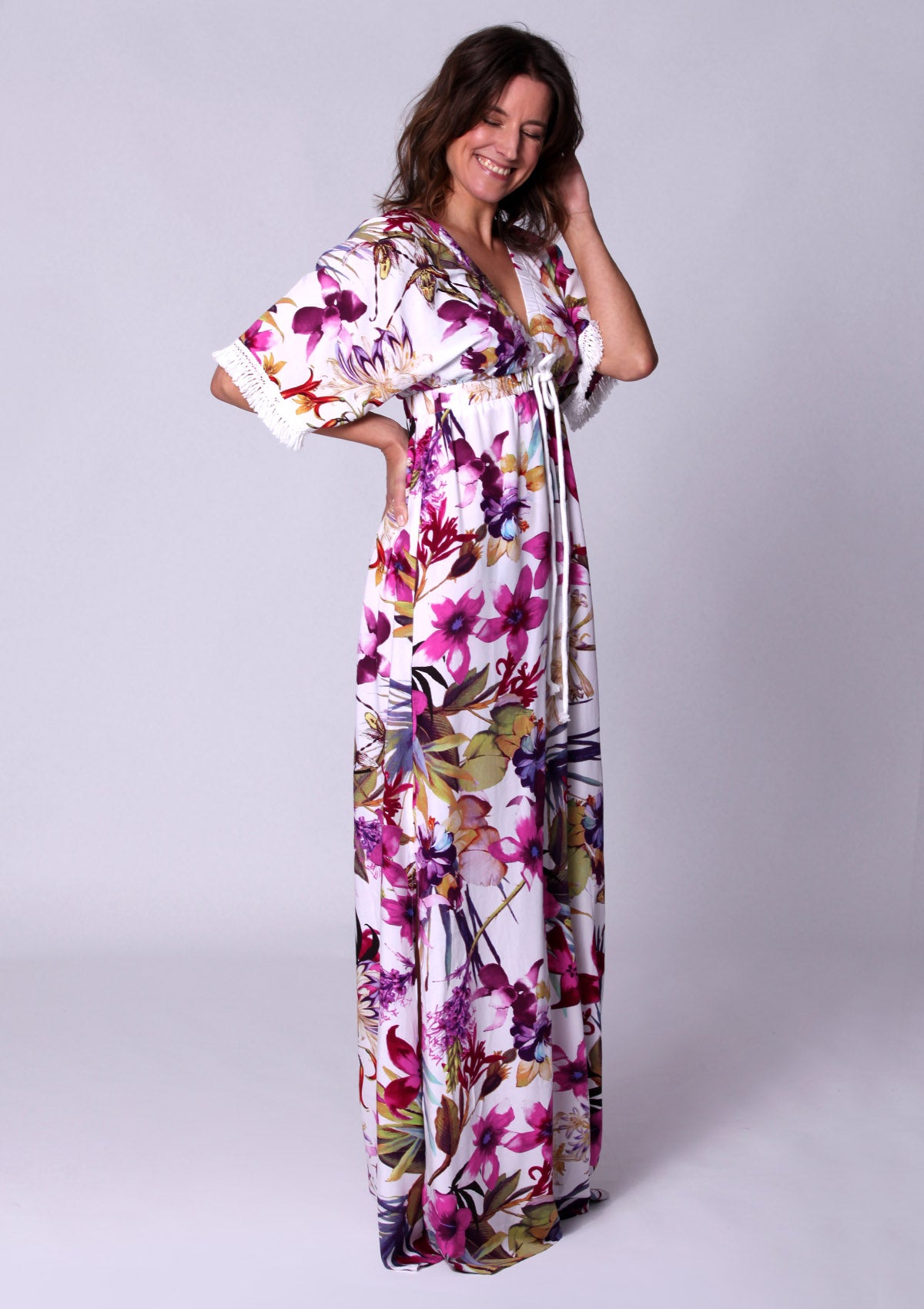 Tropical flower maxi dress