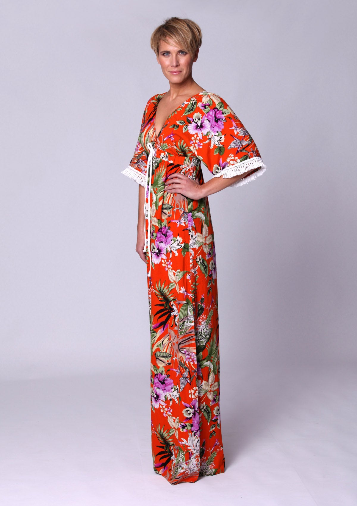Tropical flower maxi dress